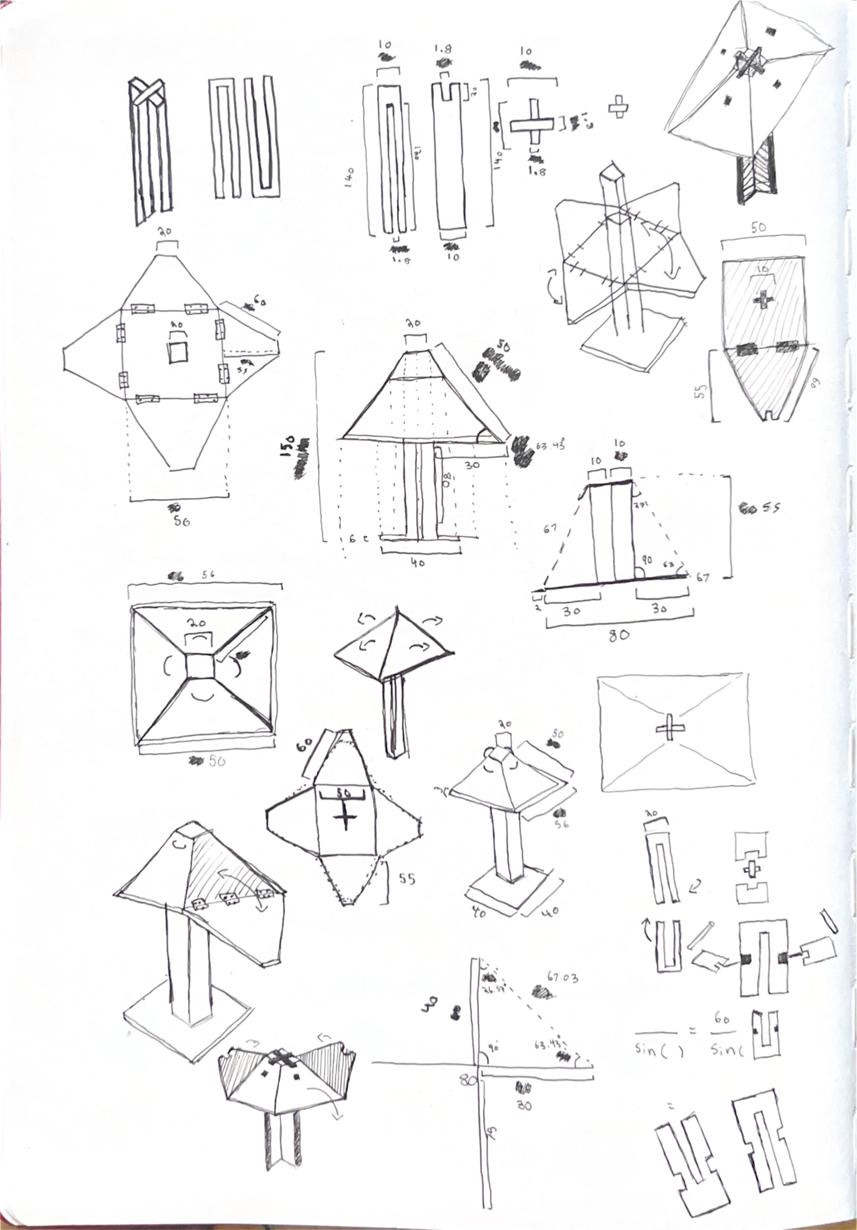 Extended, re-drawn, & every fold angle solved by hand.