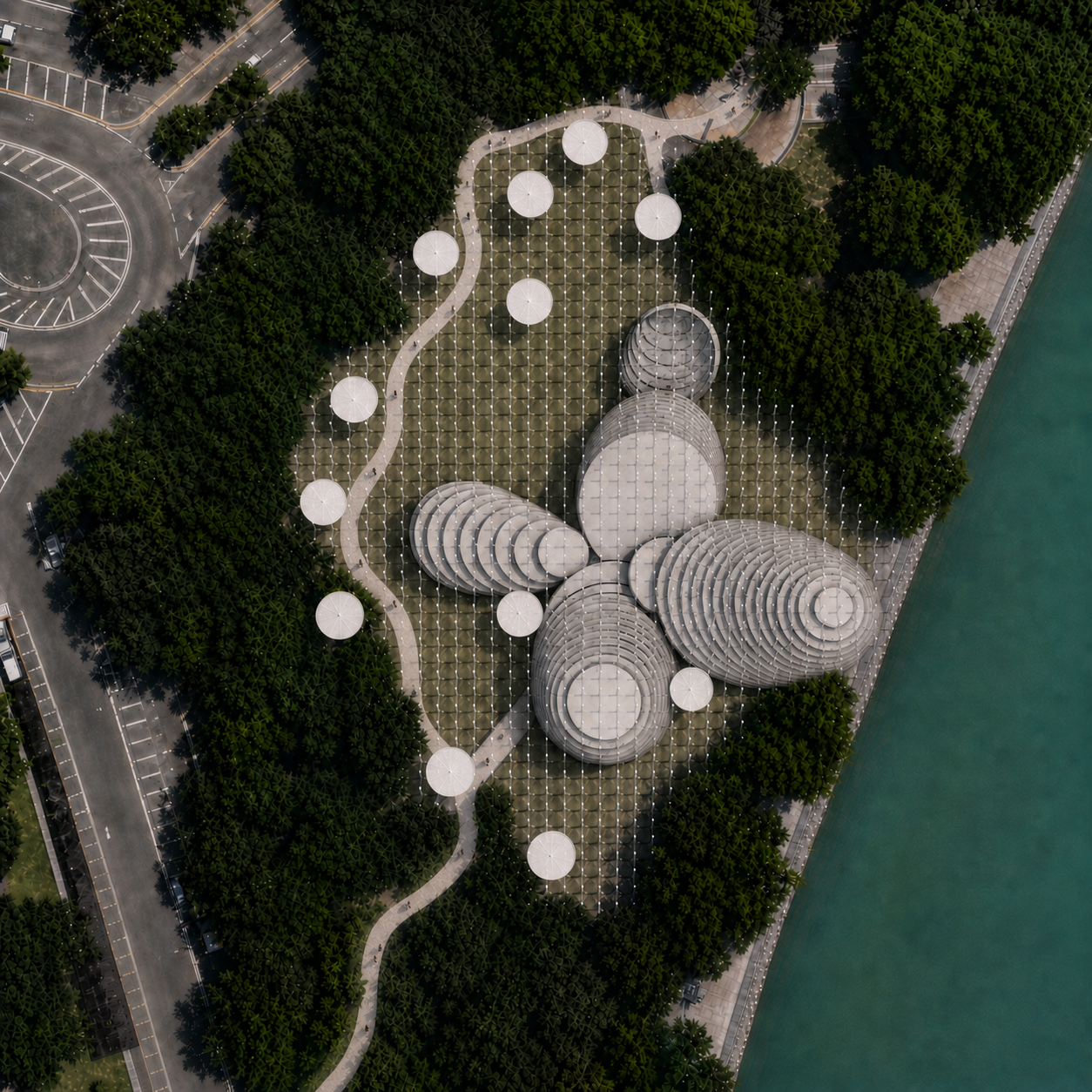 Sol & Luna risen — the museum as a landscape on the river.