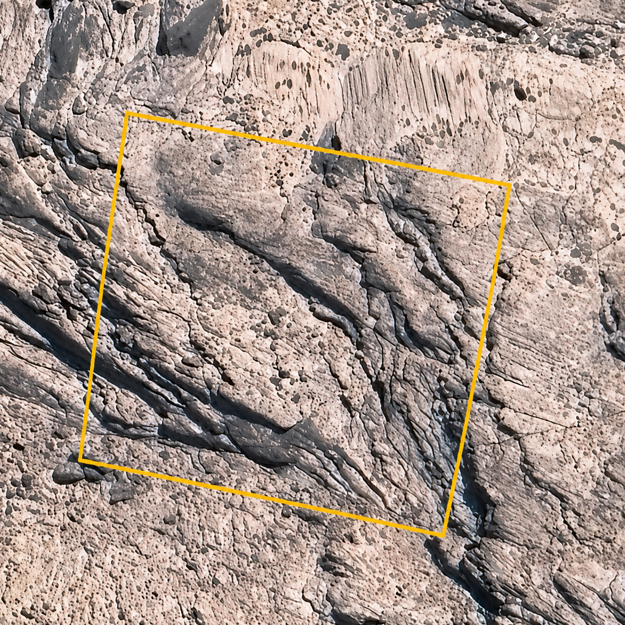 I chose this rock for how it carves. The square marks where the temple is subtracted from it.